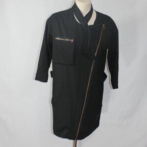 Mo&Co De Paris  black  full zip long sleeve mini dress 2 pockets  size Small